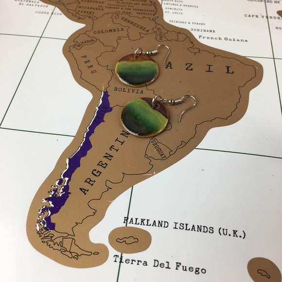 Colorful Chilean Pottery Earrings - Picture 4 of 5